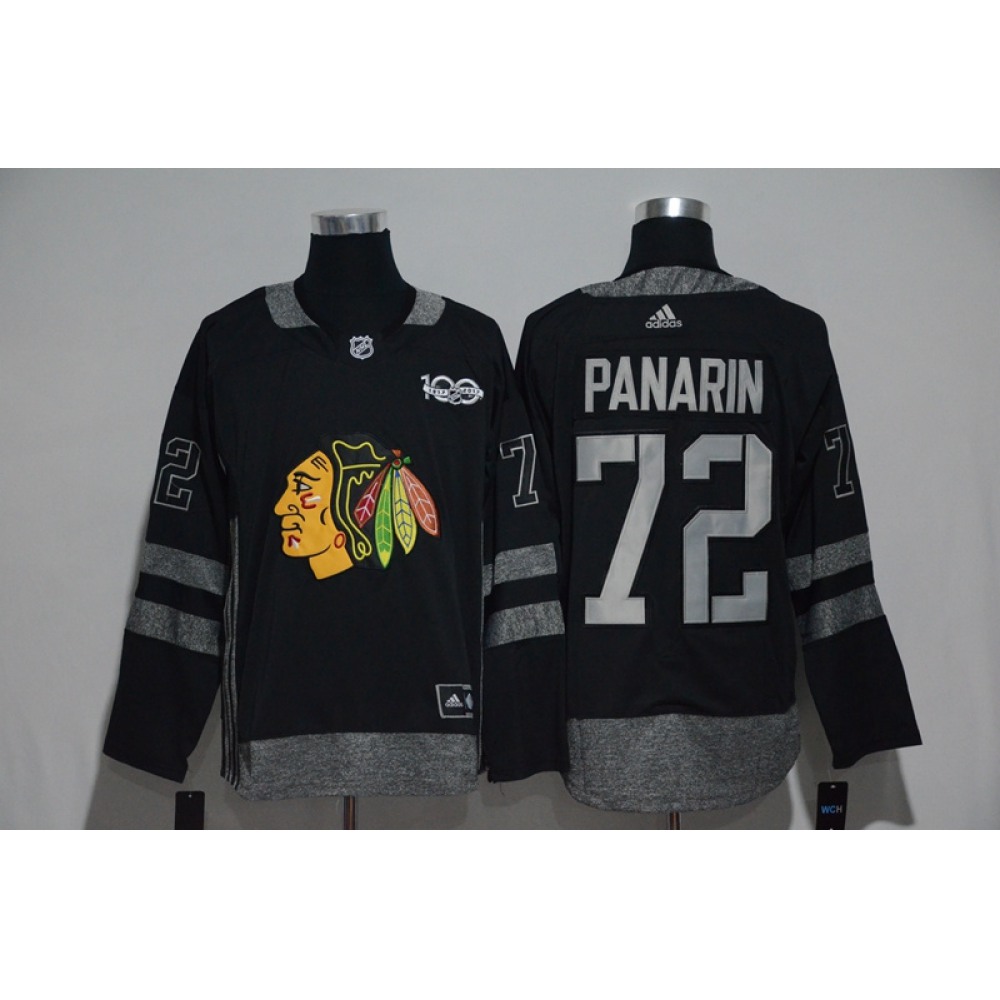 Chicago Blackhawks #72 Artemi Panarin Black Men's 1917-2017 100th Anniversary  Stitched NHL Jersey