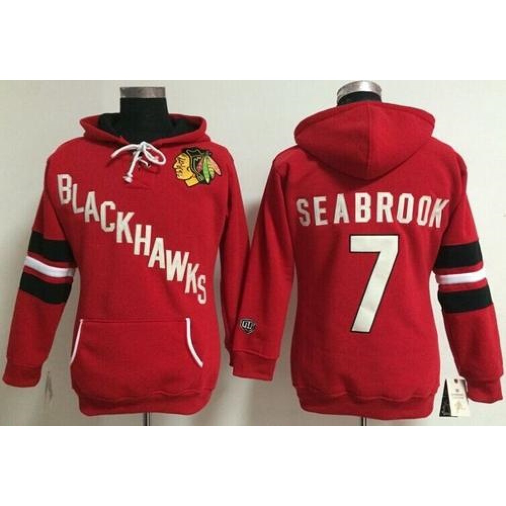Chicago Blackhawks #7 Brent Seabrook Red Women's Old Time Heidi NHL Hoodie