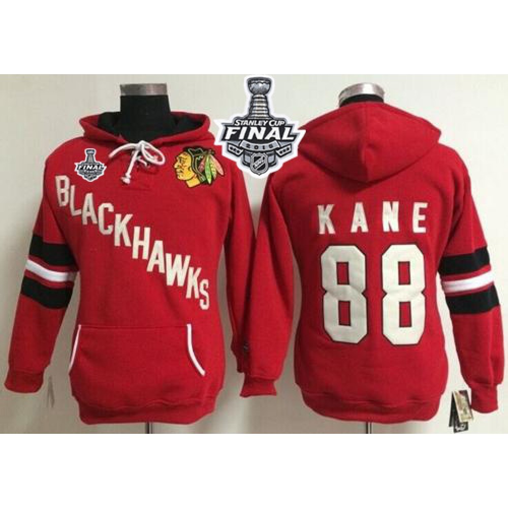 Chicago Blackhawks #88 Patrick Kane Red Women's Old Time Heidi 2015 Stanley Cup NHL Hoodie
