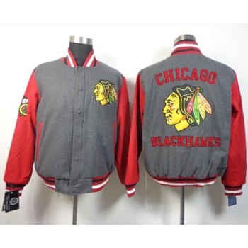 Chicago Blackhawks Satin Button-Up Grey NHL Jacket Chicago Blackhawks Satin Button-Up Grey NHL Jacket