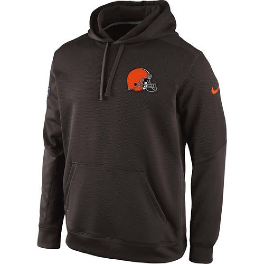 Cleveland Browns Historic Logo KO Chain Fleece Pullover Performance Hoodie Brown