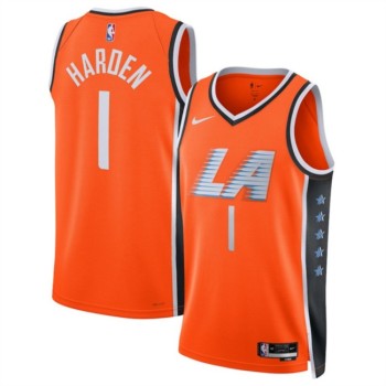 Men's Los Angeles Clippers #1 James Harden Orange 2025/26 City Edition Stitched Jersey