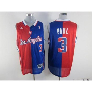 Clippers #3 Chris Paul Red/Blue Split Fashion Stitched NBA Jersey Clippers #3 Chris Paul Red/Blue Split Fashion Stitched NBA Jersey