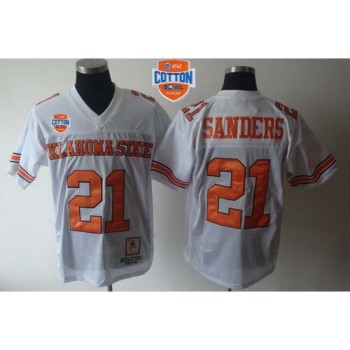 Cowboys #21 Barry Sanders White Throwback 2014 Cotton Bowl Patch Stitched NCAA Jersey Cowboys #21 Barry Sanders White Throwback 2014 Cotton Bowl Patch Stitched NCAA Jersey