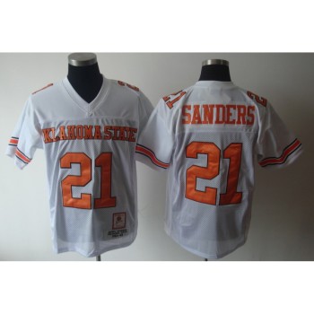Cowboys #21 Barry Sanders White Throwback Stitched NCAA Jersey Cowboys #21 Barry Sanders White Throwback Stitched NCAA Jersey