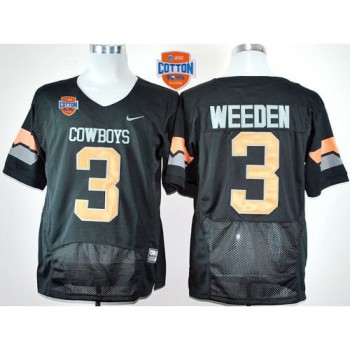 Cowboys #3 Brandon Weeden Black Pro Combat 2014 Cotton Bowl Patch Stitched NCAA Jersey Cowboys #3 Brandon Weeden Black Pro Combat 2014 Cotton Bowl Patch Stitched NCAA Jersey