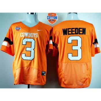 Cowboys #3 Brandon Weeden Orange Pro Combat 2014 Cotton Bowl Patch Stitched NCAA Jersey Cowboys #3 Brandon Weeden Orange Pro Combat 2014 Cotton Bowl Patch Stitched NCAA Jersey