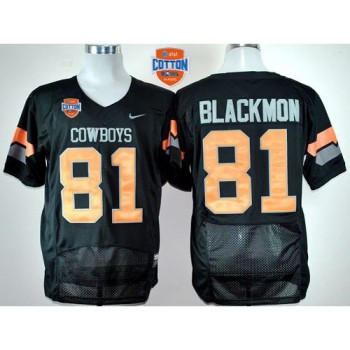 Cowboys #81 Justin Blackmon Black Pro Combat 2014 Cotton Bowl Patch Stitched NCAA Jersey Cowboys #81 Justin Blackmon Black Pro Combat 2014 Cotton Bowl Patch Stitched NCAA Jersey