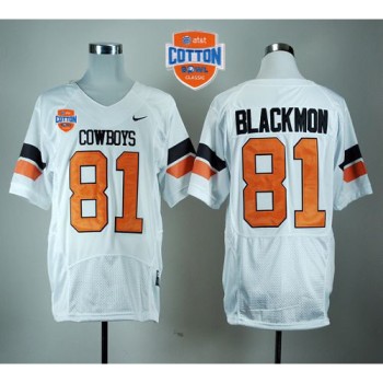 Cowboys #81 Justin Blackmon White Pro Combat 2014 Cotton Bowl Patch Stitched NCAA Jersey Cowboys #81 Justin Blackmon White Pro Combat 2014 Cotton Bowl Patch Stitched NCAA Jersey