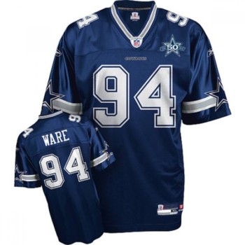 Cowboys #94 Demarcus Ware Blue With Team 50TH Patch Stitched Youth NFL Jersey Cowboys #94 Demarcus Ware Blue With Team 50TH Patch Stitched Youth NFL Jersey