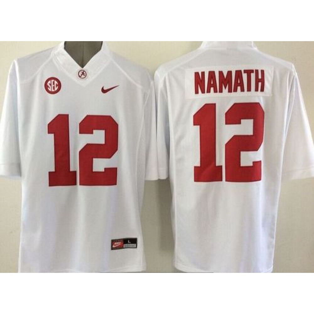 Crimson Tide #12 Joe Namath White Stitched NCAA Jersey