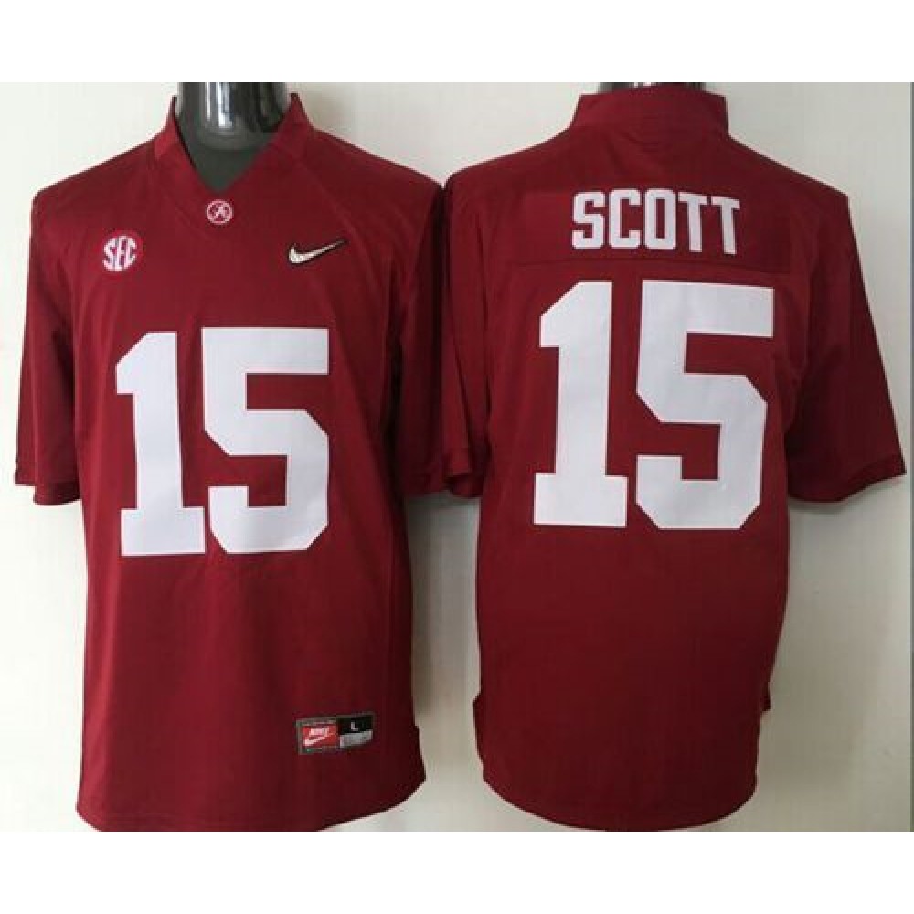 Crimson Tide #15 JK Scott Red 2016 National Championship Stitched NCAA Jersey