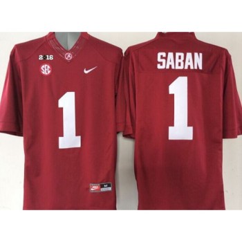 Crimson Tide #1 Nick Saban Red 2016 College Football Playoff National Championship Patch Stitched NCAA Jersey Crimson Tide #1 Nick Saban Red 2016 College Football Playoff National Championship Patch Stitched NCAA Jersey