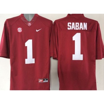 Crimson Tide #1 Nick Saban Red Stitched NCAA Jersey Crimson Tide #1 Nick Saban Red Stitched NCAA Jersey