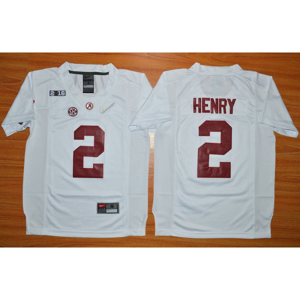 Crimson Tide #2 Derrick Henry White 2016 National Championship Stitched Youth NCAA Jersey