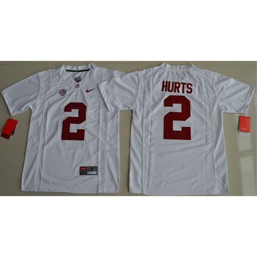 Crimson Tide #2 Jalen Hurts White Limited Stitched Youth NCAA Jersey