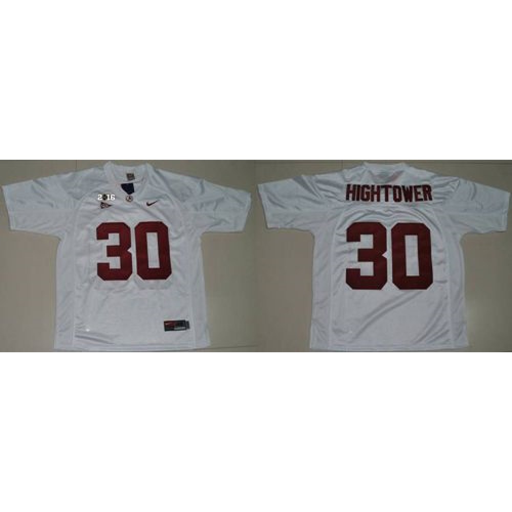 Crimson Tide #30 Donot Hightower White 2016 College Football Playoff National Championship Patch Stitched NCAA Jersey