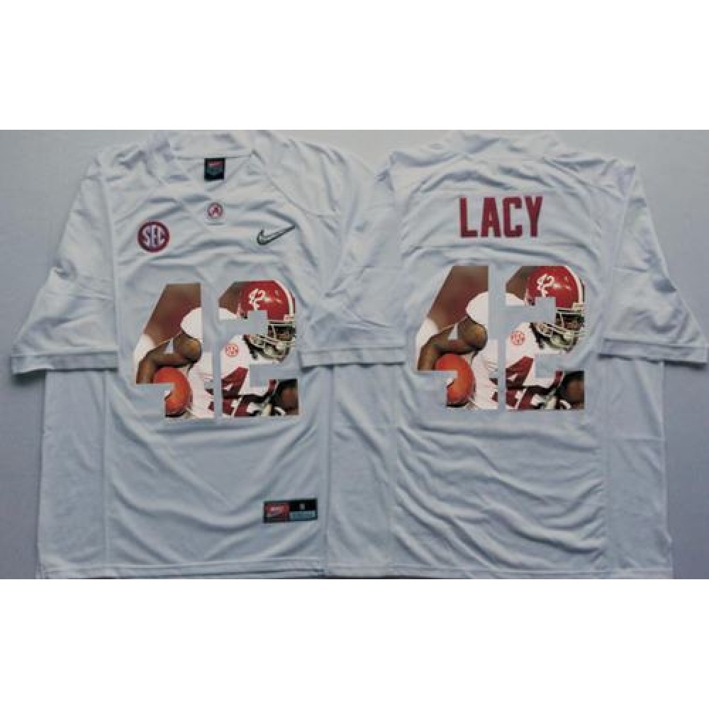 Crimson Tide #42 Eddie Lacy White Player Fashion Stitched NCAA Jersey