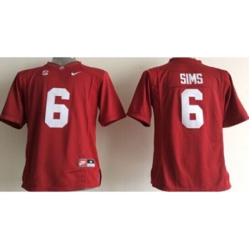 Crimson Tide #6 Blake Sims Red Stitched Youth NCAA Jersey Crimson Tide #6 Blake Sims Red Stitched Youth NCAA Jersey