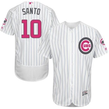 Cubs #10 Ron Santo White(Blue Strip) Flexbase Authentic Collection 2016 Mother's Day Stitched MLB Jersey Cubs #10 Ron Santo White(Blue Strip) Flexbase Authentic Collection 2016 Mother's Day Stitched MLB Jersey