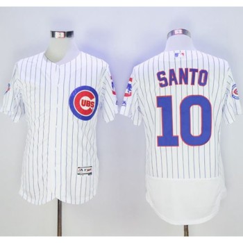 Cubs #10 Ron Santo White Flexbase Authentic Collection with 100 Years at Wrigley Field Commemorative Patch Stitched MLB Jersey Cubs #10 Ron Santo White Flexbase Authentic Collection with 100 Years at Wrigley Field Commemorative Patch Stitched MLB Jersey