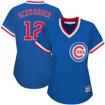 Cubs #12 Kyle Schwarber Blue Cooperstown Women's Stitched MLB Jersey Cubs #12 Kyle Schwarber Blue Cooperstown Women's Stitched MLB Jersey