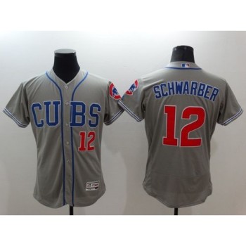 Cubs #12 Kyle Schwarber Grey Flexbase Authentic Collection Alternate Road Stitched MLB Jersey Cubs #12 Kyle Schwarber Grey Flexbase Authentic Collection Alternate Road Stitched MLB Jersey