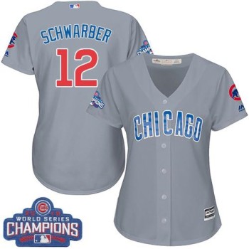 Cubs #12 Kyle Schwarber Grey Road 2016 World Series Champions Women's Stitched MLB Jersey Cubs #12 Kyle Schwarber Grey Road 2016 World Series Champions Women's Stitched MLB Jersey