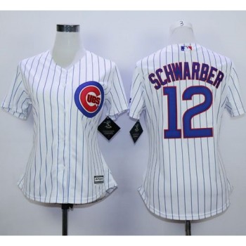 Cubs #12 Kyle Schwarber White(Blue Strip) Home Women's Stitched MLB Jersey Cubs #12 Kyle Schwarber White(Blue Strip) Home Women's Stitched MLB Jersey