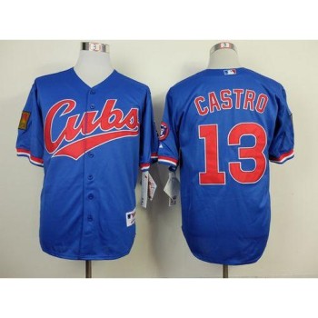 Cubs #13 Starlin Castro Blue 1994 Turn Back The Clock Stitched MLB Jersey Cubs #13 Starlin Castro Blue 1994 Turn Back The Clock Stitched MLB Jersey