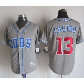 Cubs #13 Starlin Castro Grey Alternate Road New Cool Base Stitched MLB Jersey Cubs #13 Starlin Castro Grey Alternate Road New Cool Base Stitched MLB Jersey