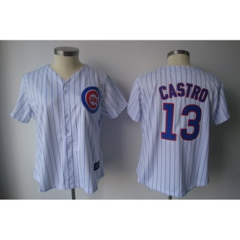 Cubs #13 Starlin Castro White Blue Strip Women's Fashion Stitched MLB Jersey Cubs #13 Starlin Castro White Blue Strip Women's Fashion Stitched MLB Jersey