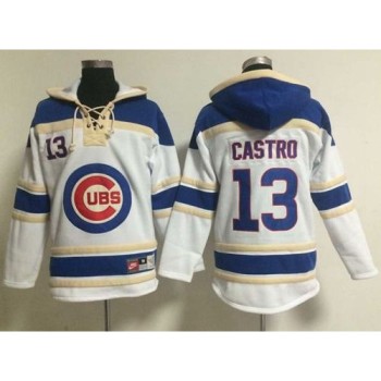 Cubs #13 Starlin Castro White Sawyer Hooded Sweatshirt MLB Hoodie Cubs #13 Starlin Castro White Sawyer Hooded Sweatshirt MLB Hoodie