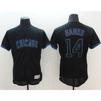 Cubs #14 Ernie Banks Black Fashion Flexbase Authentic Collection Stitched MLB Jersey Cubs #14 Ernie Banks Black Fashion Flexbase Authentic Collection Stitched MLB Jersey