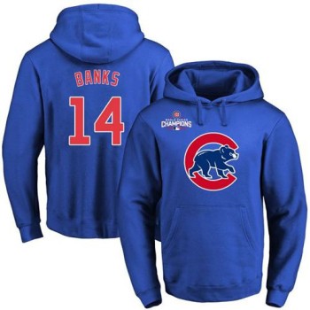 Cubs #14 Ernie Banks Blue 2016 World Series Champions Primary Logo Pullover MLB Hoodie Cubs #14 Ernie Banks Blue 2016 World Series Champions Primary Logo Pullover MLB Hoodie