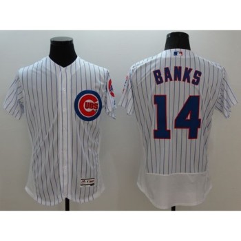 Cubs #14 Ernie Banks White Flexbase Authentic Collection Stitched MLB Jersey Cubs #14 Ernie Banks White Flexbase Authentic Collection Stitched MLB Jersey
