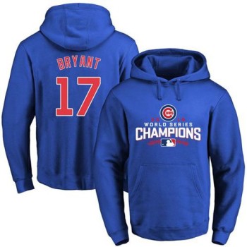 Cubs #17 Kris Bryant Blue 2016 World Series Champions Pullover MLB Hoodie Cubs #17 Kris Bryant Blue 2016 World Series Champions Pullover MLB Hoodie