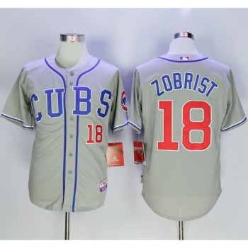 Cubs #18 Ben Zobrist Grey Alternate Road Cool Base Stitched MLB Jersey Cubs #18 Ben Zobrist Grey Alternate Road Cool Base Stitched MLB Jersey