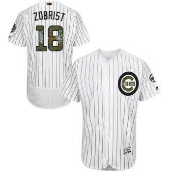 Cubs #18 Ben Zobrist White(Blue Strip) Flexbase Authentic Collection 2016 Memorial Day Stitched MLB Jersey Cubs #18 Ben Zobrist White(Blue Strip) Flexbase Authentic Collection 2016 Memorial Day Stitched MLB Jersey