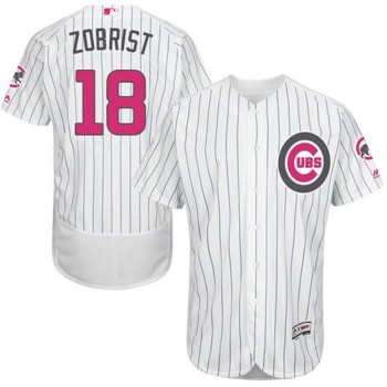 Cubs #18 Ben Zobrist White(Blue Strip) Flexbase Authentic Collection 2016 Mother's Day Stitched MLB Jersey Cubs #18 Ben Zobrist White(Blue Strip) Flexbase Authentic Collection 2016 Mother's Day Stitched MLB Jersey