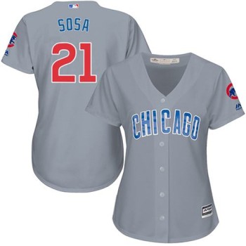Cubs #21 Sammy Sosa Grey Road Women's Stitched MLB Jersey Cubs #21 Sammy Sosa Grey Road Women's Stitched MLB Jersey
