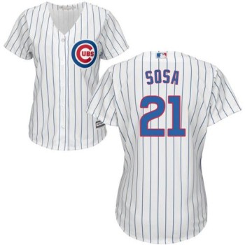 Cubs #21 Sammy Sosa White(Blue Strip) Home Women's Stitched MLB Jersey Cubs #21 Sammy Sosa White(Blue Strip) Home Women's Stitched MLB Jersey