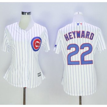 Cubs #22 Jason Heyward White(Blue Strip) Women's Home Stitched MLB Jersey Cubs #22 Jason Heyward White(Blue Strip) Women's Home Stitched MLB Jersey