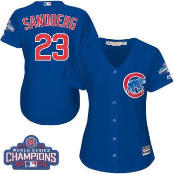 Cubs #23 Ryne Sandberg Blue Alternate 2016 World Series Champions Women's Stitched MLB Jersey Cubs #23 Ryne Sandberg Blue Alternate 2016 World Series Champions Women's Stitched MLB Jersey