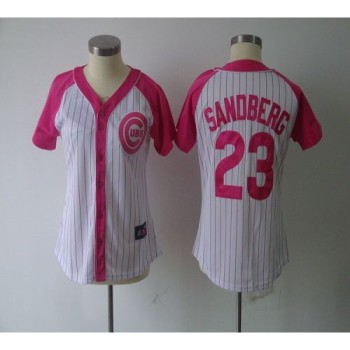 Cubs #23 Ryne Sandberg White/Pink Women's Splash Fashion Stitched MLB Jersey Cubs #23 Ryne Sandberg White/Pink Women's Splash Fashion Stitched MLB Jersey