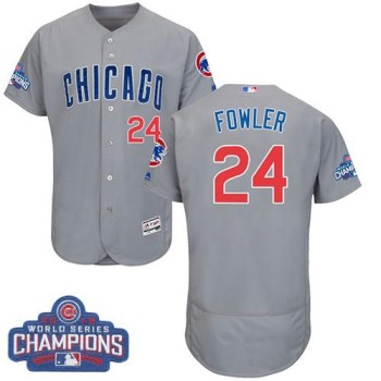 Cubs #24 Dexter Fowler Grey Flexbase Authentic Collection Road 2016 World Series Champions Stitched MLB Jersey Cubs #24 Dexter Fowler Grey Flexbase Authentic Collection Road 2016 World Series Champions Stitched MLB Jersey