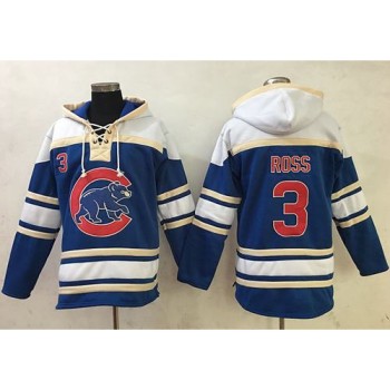 Cubs #3 David Ross Blue Sawyer Hooded Sweatshirt MLB Hoodie Cubs #3 David Ross Blue Sawyer Hooded Sweatshirt MLB Hoodie