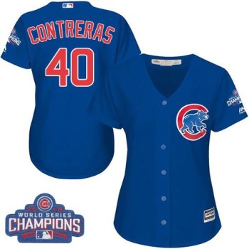 Cubs #40 Willson Contreras Blue Alternate 2016 World Series Champions Women's Stitched MLB Jersey Cubs #40 Willson Contreras Blue Alternate 2016 World Series Champions Women's Stitched MLB Jersey