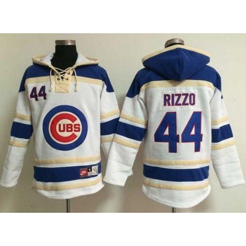 Cubs #44 Anthony Rizzo White Sawyer Hooded Sweatshirt MLB Hoodie Cubs #44 Anthony Rizzo White Sawyer Hooded Sweatshirt MLB Hoodie