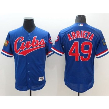 Cubs #49 Jake Arrieta Blue Flexbase Authentic Collection 1994 Turn Back The Clock Stitched MLB Jersey Cubs #49 Jake Arrieta Blue Flexbase Authentic Collection 1994 Turn Back The Clock Stitched MLB Jersey